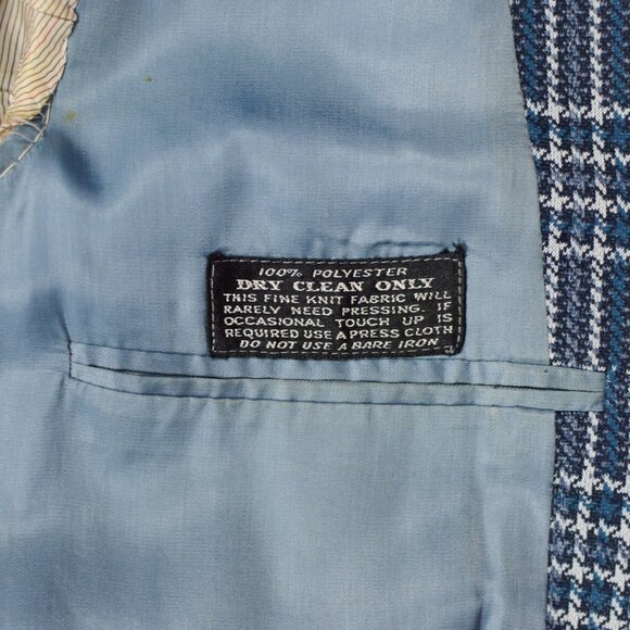 Vintage 60's Blue Plaid KINGSRIDGE Polyester Sports Coat - 42 Reg - Picture 5 of 6